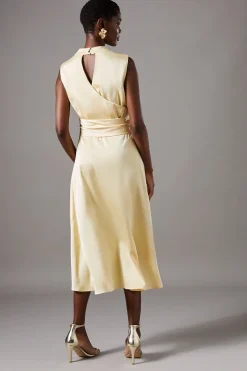 Coast Robe Mi-Longue en Satin avec Taille Torsadée<Femme Robes Mi-Longues|Satin Et Dentelle