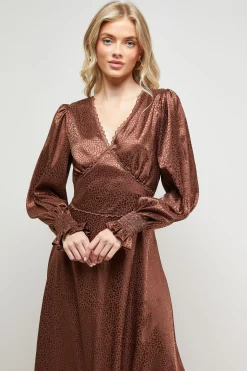 Robe Mi-Longue en Satin Jacquard
