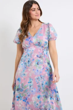 Wallis Robe Mi-longue En Satin À Motif Floral Avec Ourlet À Volants<Femme Toutes Les Robes|Robe Satin