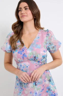 Wallis Robe Mi-longue En Satin À Motif Floral Avec Ourlet À Volants<Femme Toutes Les Robes|Robe Satin