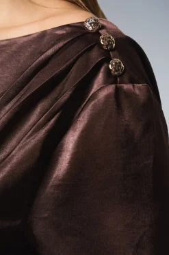Robe Mi-Longue en Satin Métallisé DP Luxe