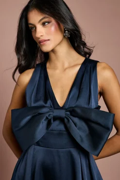 Coast Robe Mi-Longue en Satin Petite Taille avec Détail Nœud<Femme Robes Mi-Longues|Satin Et Dentelle