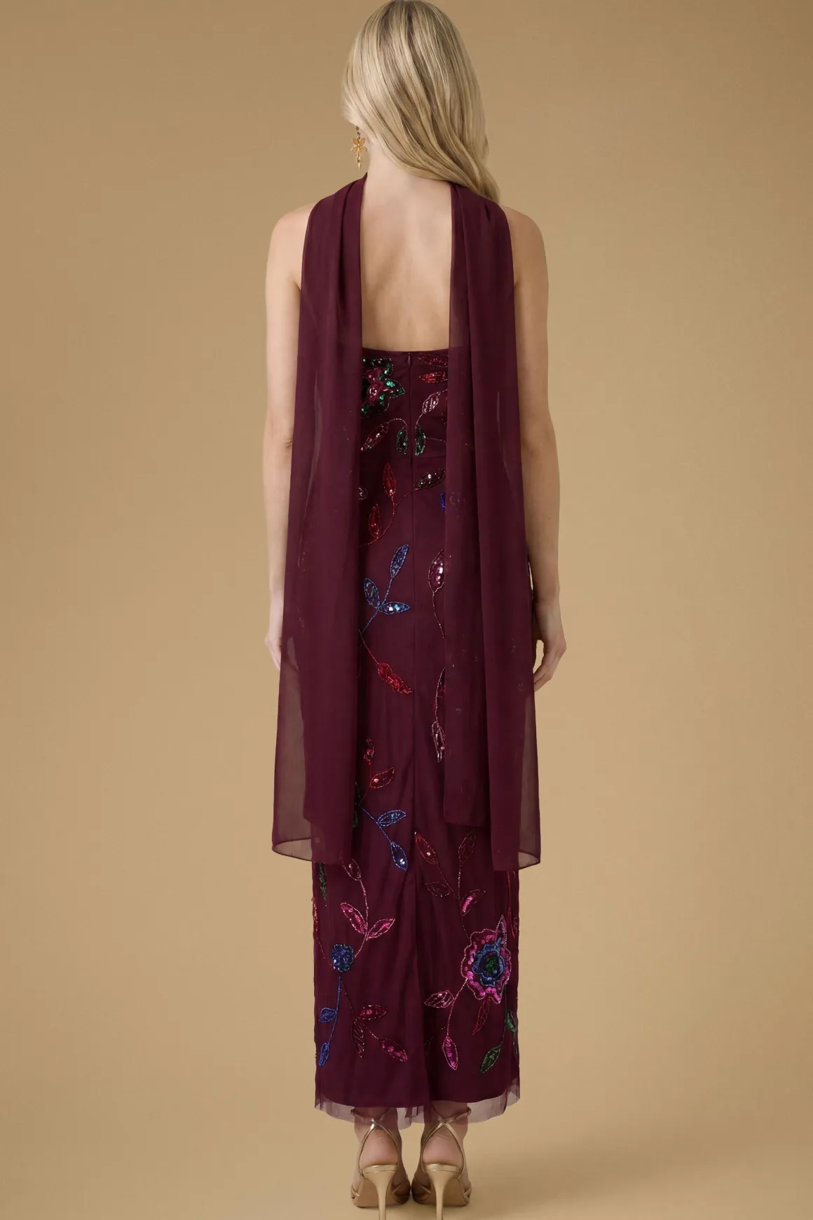 Robe Mi-longue En Tulle Ornée De Motifs Floraux