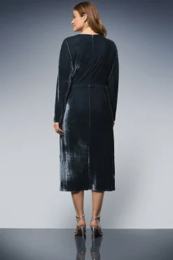 Wallis Robe Mi-longue en Velours avec Détail Nœud<Femme Robes Mi-Longues|Robes À Manches Longues