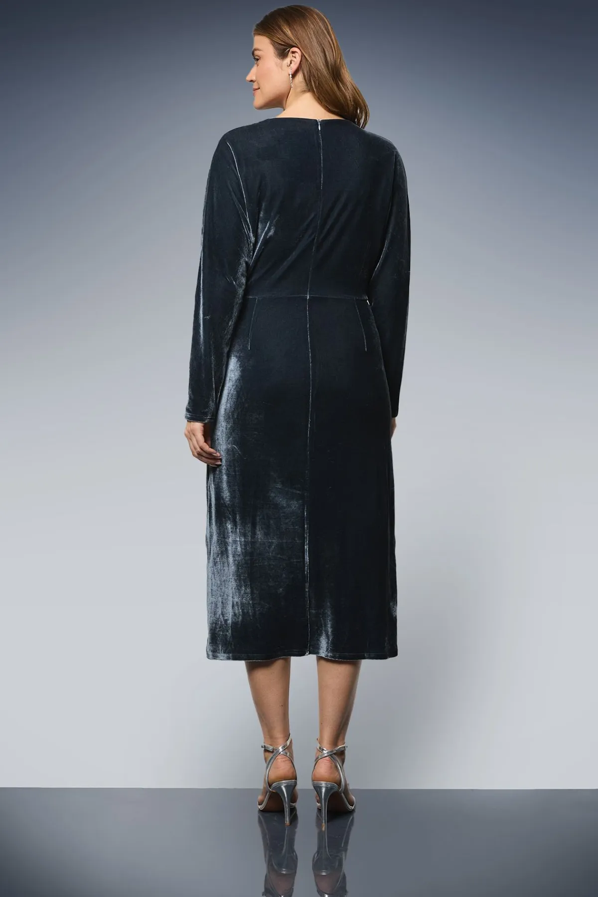 Wallis Robe Mi-longue en Velours avec Détail Nœud<Femme Robes Mi-Longues|Robes À Manches Longues