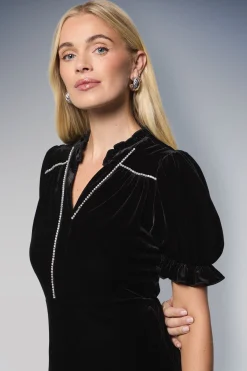 Wallis Robe Mi-Longue en Velours Ornée Petite Taille<Femme Robes De Soirée|Toutes Les Robes