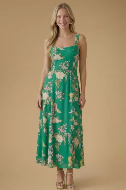 Robe Mi-longue En Viscose Imprimée À Bustier