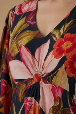 Oasis Robe Mi-longue En Viscose Imprimée À Manches Volumineuses<Femme Toutes Les Robes|Robes À Manches Longues