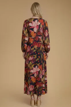 Oasis Robe Mi-longue En Viscose Imprimée À Manches Volumineuses<Femme Toutes Les Robes|Robes À Manches Longues