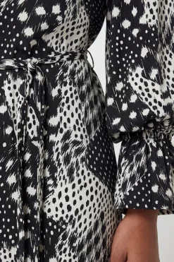 Robe Mi-longue En Viscose Tissée Imprimée À Col Drapé