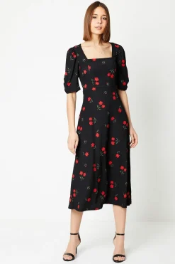 Robe Mi-Longue Fleurie à Coutures