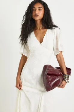 boohoo Robe mi-longue fleurie à manches courtes<Femme Robes Noires Nouées|Robes