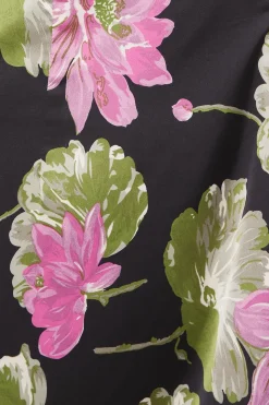 Robe Mi-Longue Florale à Manches Froncées