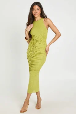 Robe Mi-longue Froncée Devant Avec Ornements Thermocollants Premium