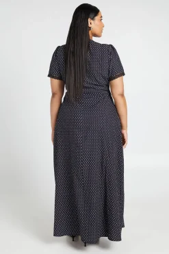 Robe Mi-longue Grande Taille À Pois Avec Bordure En Dentelle