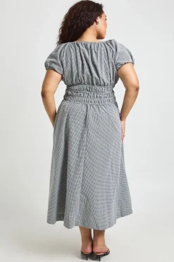 Robe Mi-longue Grande Taille À Taille Froncée Et Motif Vichy