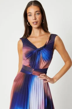 Coast Robe Mi-Longue Imprimée Plissée à Col V<Femme Robes|Robes Mi-Longues