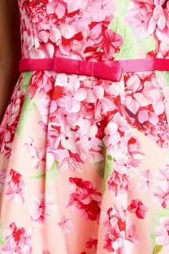 Robe Mi-Longue Imprimé Floral en Sergé Asymétrique