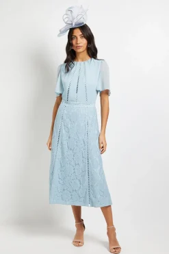 Wallis Robe Mi-longue à Inserts de Dentelle Dobby<Femme Toutes Les Robes|Robes Mi-Longues