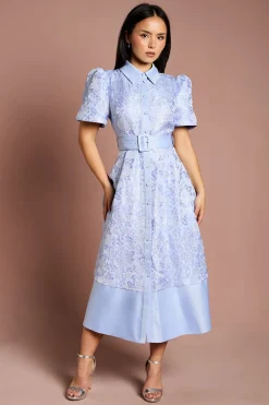 Coast Robe Mi-longue Jacquard à Manches Courtes Style Chemise Petite<Femme Robes Chemise|Toutes Les Robes