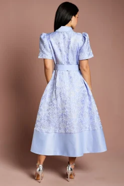 Coast Robe Mi-longue Jacquard à Manches Courtes Style Chemise Petite<Femme Robes Chemise|Toutes Les Robes