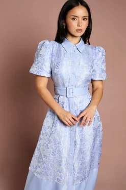 Coast Robe Mi-longue Jacquard à Manches Courtes Style Chemise Petite<Femme Robes Chemise|Toutes Les Robes