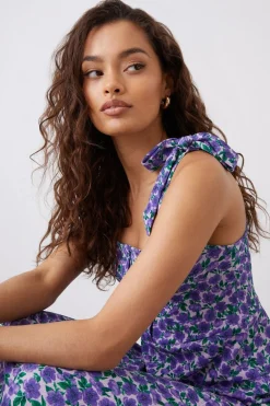Dorothy Perkins Robe Mi-Longue Jersey Petite à Imprimé Floral avec Boutonnage Devant et Épaules Nouées<Femme Robes Mi-Longues|Robes