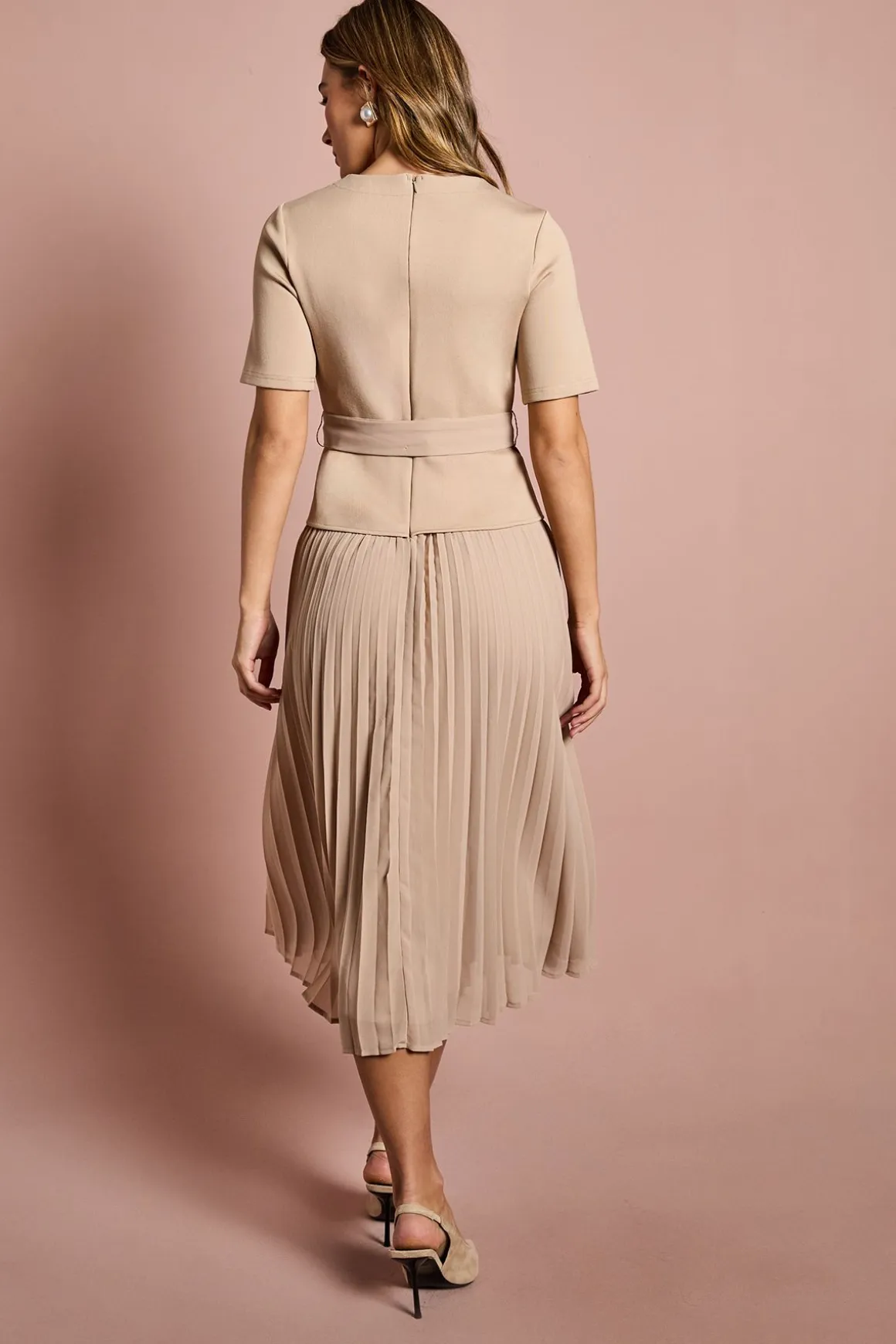 Robe Mi-longue à Jupe Plissée et Bustier Bandage