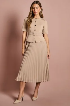 Robe Mi-longue à Jupe Plissée et Bustier Bandage