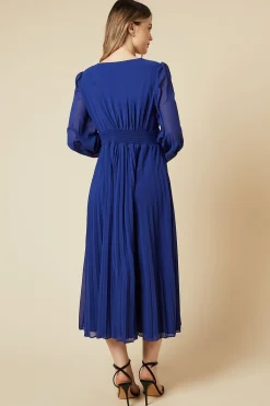 Dorothy Perkins Robe Mi-longue à Jupe Plissée et Détail Torsadé Devant<Femme Robes Mi-Longues|Robes À Manches Longues