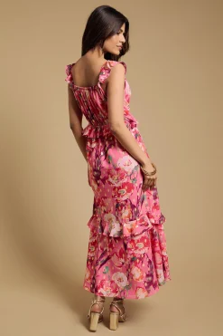 Robe Mi-Longue Luxe Petite À Volants Superposés Et Ourlet À Étages