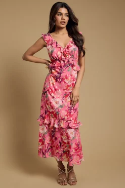 Robe Mi-Longue Luxe Petite À Volants Superposés Et Ourlet À Étages