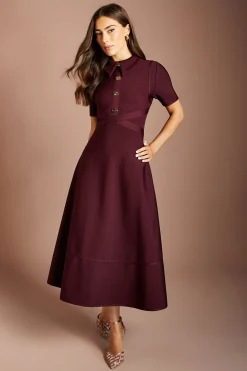Coast Robe Mi-Longue à Manches Courtes en Maille Bandage<Femme Robes Mi-Longues|Robes
