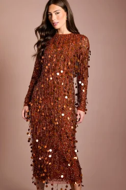 Robe Mi-longue À Manches Longues Et Sequins Coast Muse