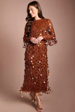 Robe Mi-longue À Manches Longues Et Sequins Coast Muse