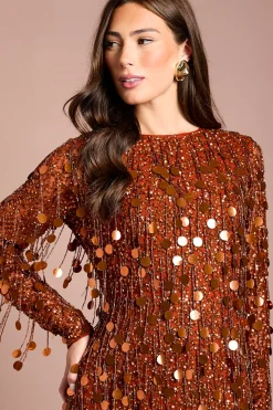 Robe Mi-longue À Manches Longues Et Sequins Coast Muse
