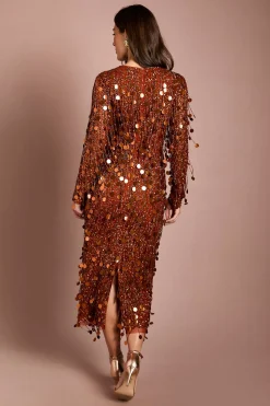 Robe Mi-longue À Manches Longues Et Sequins Coast Muse