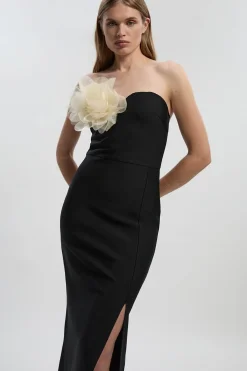 KarenMillen Robe Mi-Longue Moulante à Bandage avec Détails Rosettes<Femme Robes Mi-Longues|Robes Bal De Promo