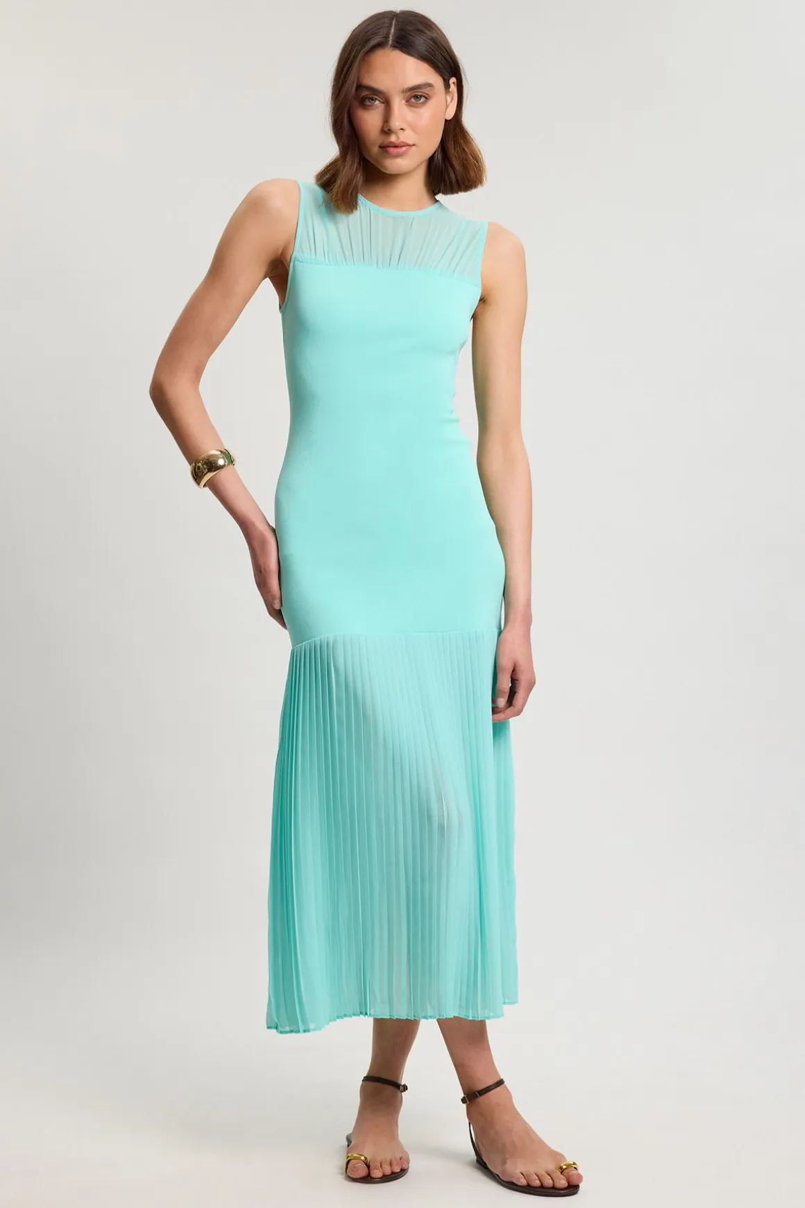Robe Mi-longue Moulante À Motif Bandage Tissé Pour Petite Taille