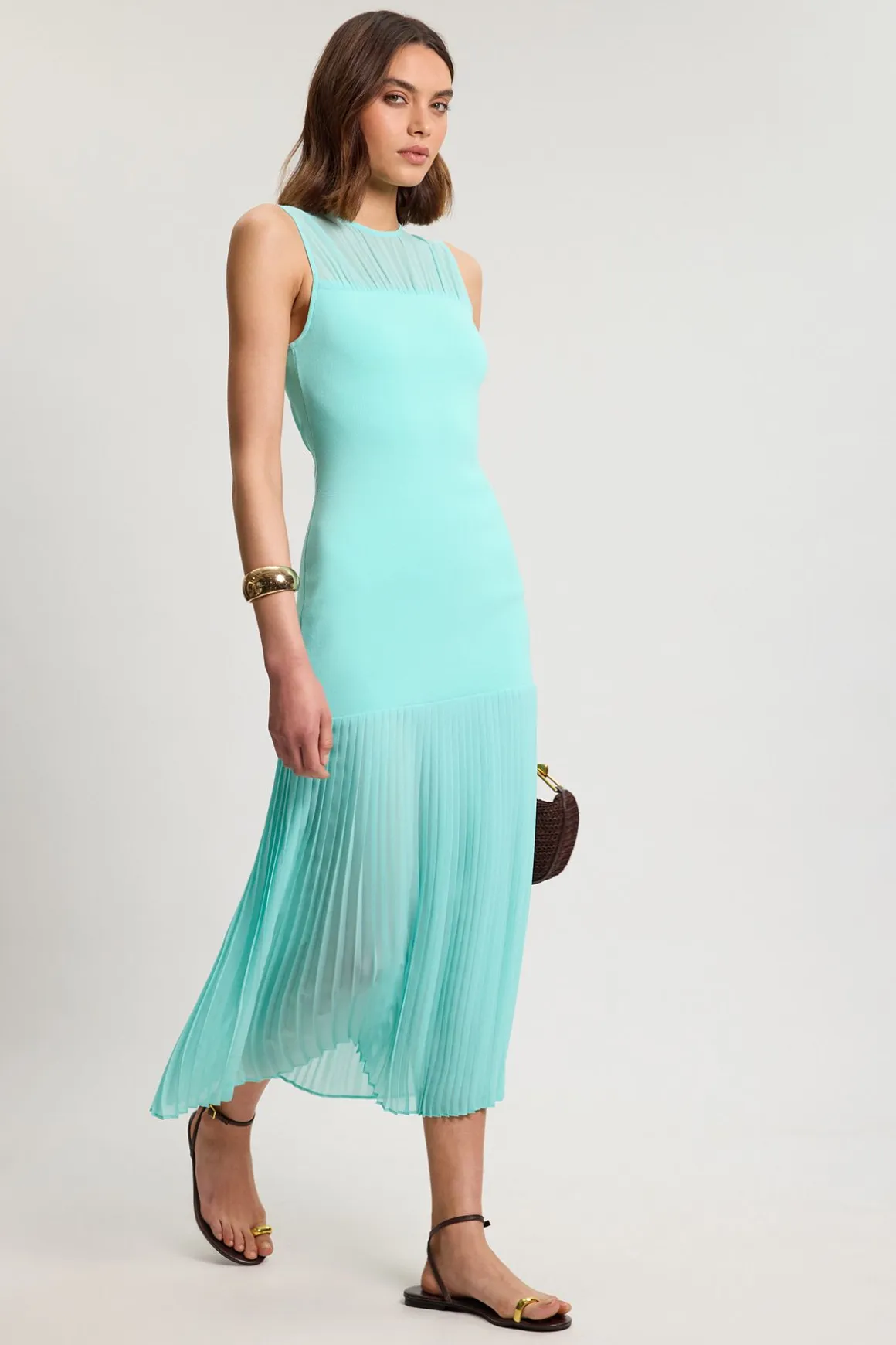 Robe Mi-longue Moulante À Motif Bandage Tissé Pour Petite Taille