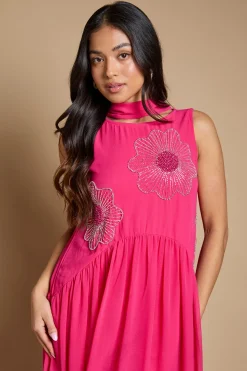 Robe Mi-longue Petite Avec Détail Foulard Et Coutures Main