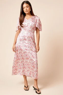 Dorothy Perkins Robe Mi-Longue Petite à Col V et Manches Ange<Femme Toutes Les Robes|Robes Mi-Longues