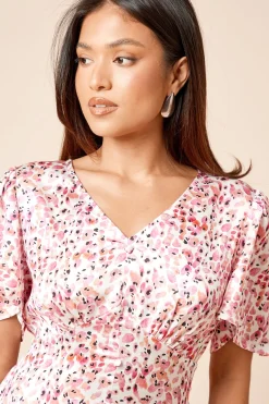 Dorothy Perkins Robe Mi-Longue Petite à Col V et Manches Ange<Femme Toutes Les Robes|Robes Mi-Longues