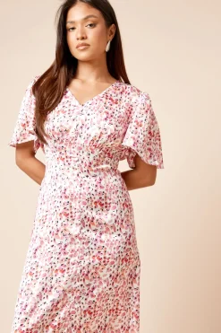 Dorothy Perkins Robe Mi-Longue Petite à Col V et Manches Ange<Femme Toutes Les Robes|Robes Mi-Longues