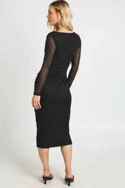 Robe Mi-longue Petite En Mesh Froncé À Encolure Carrée