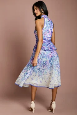 Coast Robe Mi-Longue Petite à Imprimé Placé en Organza avec Col Halter<Femme Toutes Les Robes|Robes