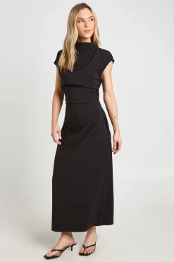 Robe Mi-longue Petite Taille Dos Ouvert Avec Taille Froncée