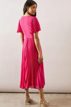Robe Mi-Longue Plissée avec Boucle