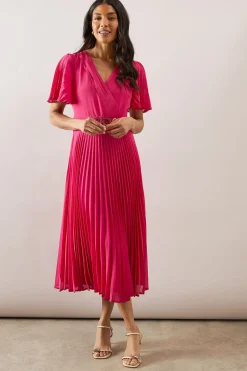Robe Mi-Longue Plissée avec Boucle