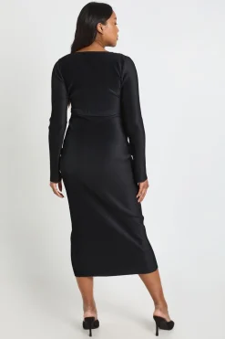 Robe Mi-longue Plissée De Maternité À Manches Chauve-souris